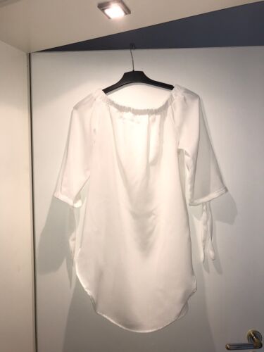 Sehr Schöne Damen Bluse Tunika Oberteil Long Top Weiss Schleife In Gr S M - Bild 1 von 7