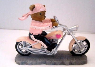 Faithful Fuzzies Headed for Cure the Road Breast Cancer Motorcycle Bear Figure