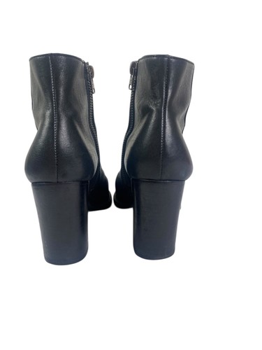 all saints boots women ankle 38.5 US 8 Black Leather zip heeled pointed toe - Picture 5 of 6