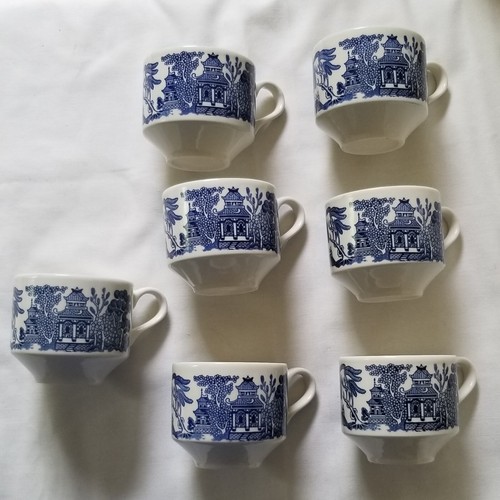 7 NEAR-MINT CHURCHILL BLUE WILLOW CUP AND SAUCER SETS EXCELLENT - 第 7/14 張圖片
