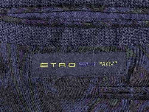 ETRO Hecho en Italia Azul Cabeza de Uñas Tejido Lana Seda 2 piezas Traje Chaqueta Pantalones 42 R - Imagen 8 de 12