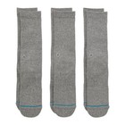 Stance Icon einfarbige Crew-Socken aus Baumwolle für Herren, grau hellbraun - 3er-Pack