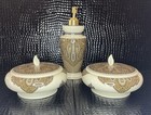 Croscill Cordero 5Pc Bathroom Set Soap Dispenser Lidded Jars Brown Paisley/Gold