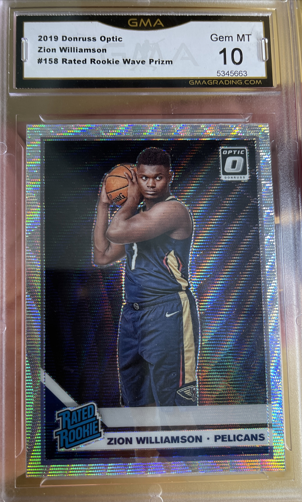 ZION WILLIAMSON 2019 Panini OPTIC FANATICS PRIZM Silver WAVE #158 GEM MINT 10 SP