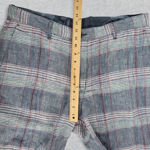 Tommy Bahama Shorts Mens 38 Reversible Floral Plaid Linen Tropical Travel Casual - Picture 9 of 10