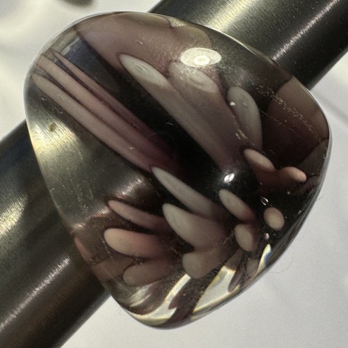 Art Glass Statement Ring Purple Flower Design Costume Fashion Jewelry Size 7 - Picture 14 of 21
