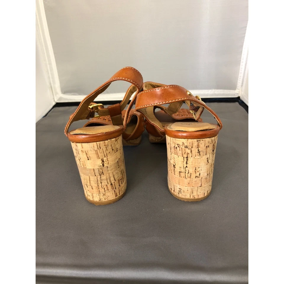 Sandalias Bass para mujer de cuero con plataforma de corcho marrón claro talla 6 M Foto 4 de 4