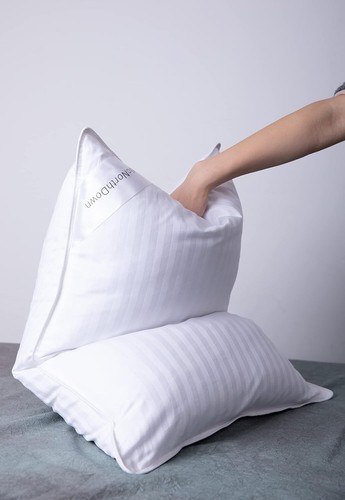 Luxury Premium Goose Down Pillows - Standard 20x26 inch - White Stripe - Picture 5 of 5