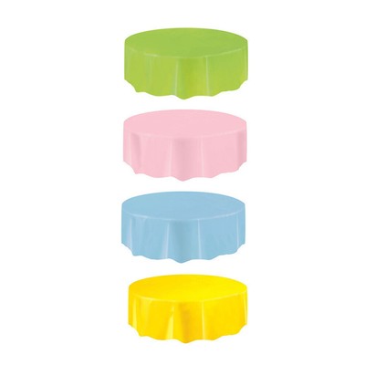  213cm Diameter Solid-colored Plastic Tablecloth Disposable Round Table Cover