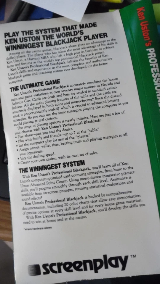 Ken Uston's Professional Blackjack; Atari 400/800/XL/XE +C-64; Flippy Disk; NOS - Image 2 of 4