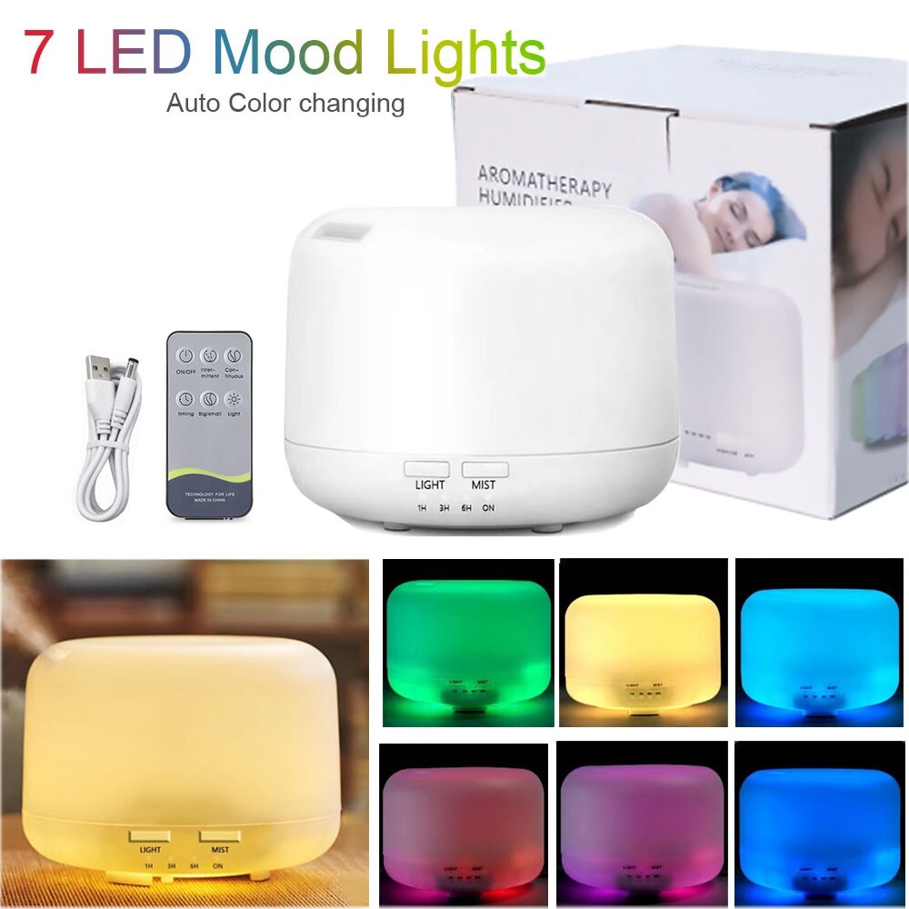 500ml Aroma Oil Diffuser with 7 Color LED Light and Remote Control-image