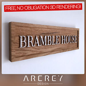 Personalised Oak Address Sign Custom Engraved Outdoor Wooden Name House Plaque Ebay