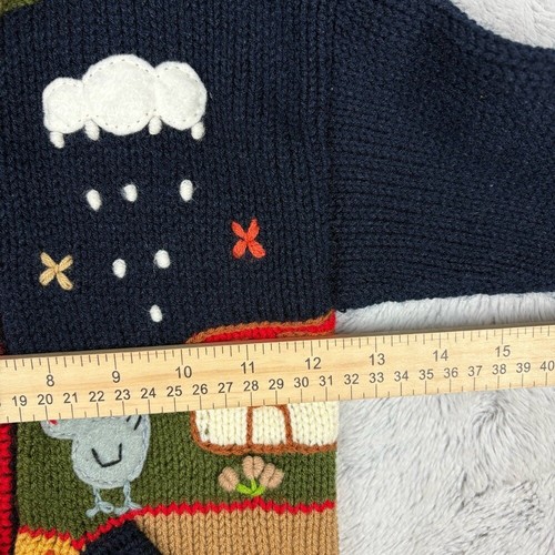 Kids Handmade Peruvian Sweater Full Zip Hood Embroidery Felt Appliqué Animals 4 - Picture 7 of 11