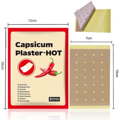 Lot De 2 Patchs Auto-adhésifs Au Capsicum – 10x7 Cm – Soulage Muscles Et Souches
