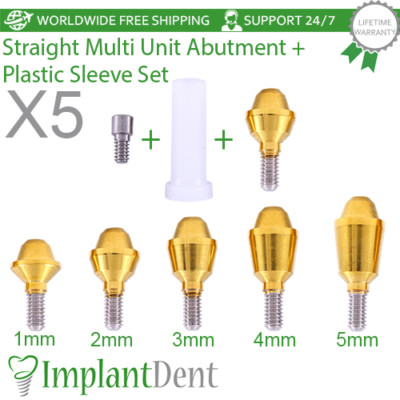 5x Dental Set gerade Multi Unit 1,6 mm Prothese Kunststoffhülse Sechskant 2,42 mm