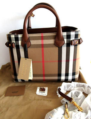 【関税＆送料込み】Burberry Tote Bags Burberry Banner Tote House Check Derby Brown Medium Shoulder