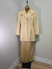 Vtg Satin Maxi Jacket Dress Womens Sz 6 MOB Champagne Minimalist Chic Old Money