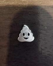 1 Gram .999 Pure Fine Silver Bar Poop Emoji Design..