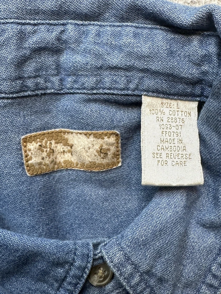 Camisa Denim Cerveza Edwards Miller De Colección Para Hombres Grande Azul Cambray Abotonada Años 90 Foto 2 de 4