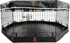 Puppy Playpen with Top Cover Bottom Pad, 8 Panels 24" H, Black