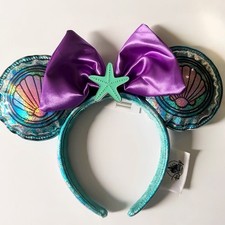 Disney-Parks Loungefly Princess Stained Glass Little Mermaid Ariel Ears Headband