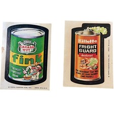 Topps Wacky Pack Stickers Fright Guard Canada Wet Fink 1973 USA Made Lot of 2