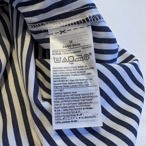 Chemisier femme Banana Republic M bleu blanc rayé manches volants boutonné devant - Photo 15/15