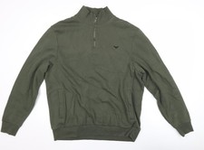 Henley-Sweatshirt Herren UK Gr&ouml;&szlig;e L Threadbare gr&uuml;n