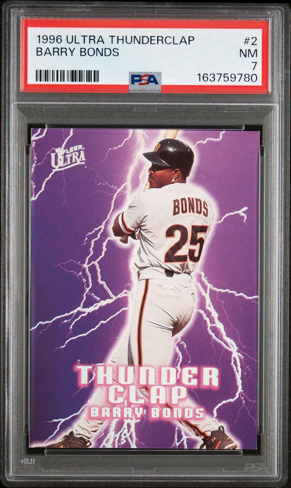 1996 Fleer Ultra Barry Bonds “ThunderClap” #2 PSA 7