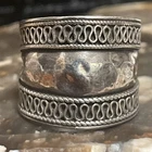Vintage Sterling Silver Hammered Band Cigar Ring Size 8
