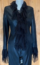Versace Black silk chiffon ruffle evening blazer skirt suit NWT Wednesday 42