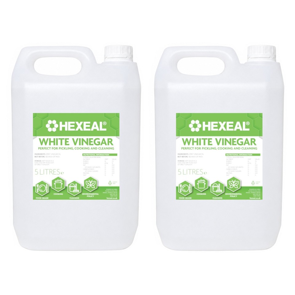 Product photo 1 of 8 — Hexeal White Vinegar 2 x 5L – Food Grade – Cooking, Cleaning, Pickling & Baking