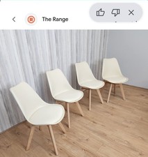 Set Of 4 Cream Dining Chairs Soft Padded Seat For Dining Room