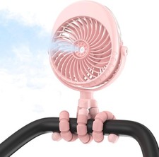 Rechargeable Misting Stroller Fan Flexible Tripod Clip for Baby Crib