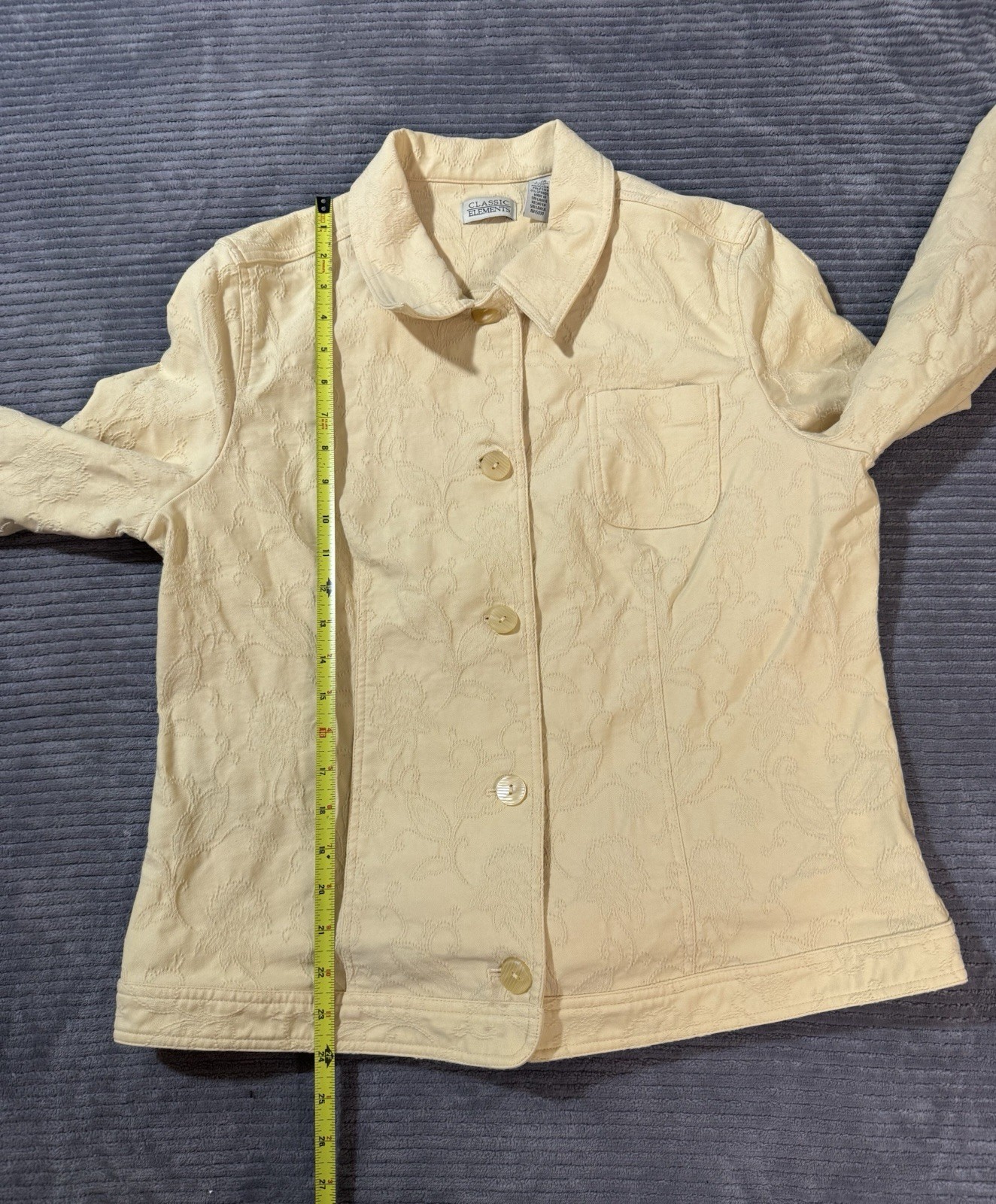 Vtg  Classic Elements Jacket Button Front Embosse… - image 4