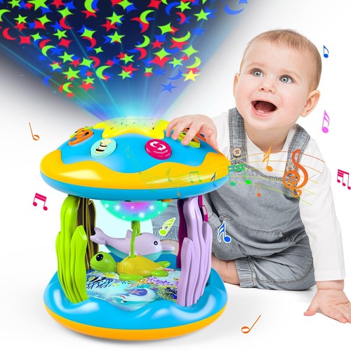 Baby Toys 6 to 12 Months, 4 in 1 Musical Rotating Projector, Tummy Time Light...