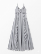 ASTR The Label Grey Ruffle Maxi Dress Women Size S/M Flowy Romantic Slip Dress A