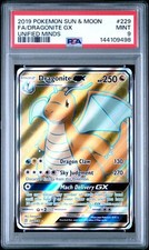 PSA 9 DRAGONITE GX 229 UNIFIED MINDS SUN & MOON POKEMON MINT