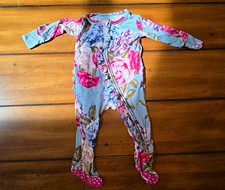 Posh Peanut 3-6M Floral Flower Print Footed Ruffle Bamboo Blend Zip One-Piece