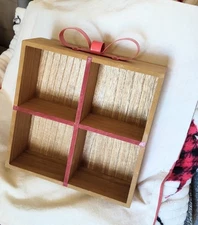 Target Bullseye Playground Wood Square Decor Shelf Red Bow Christmas NEW