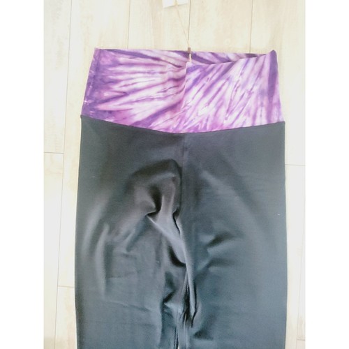Earth Yoga XL Roll Waist Purple Black Flare Legging Workout Pants Organic NWT - Picture 2 of 7