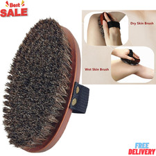 Body Brush DryExfoliate Horsehair WoodenHandle Shower Skin Cellulite Lymph Gift