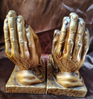 Vintage Lego Japanese Gold Ceramic Praying Hands Bookends — photo 5