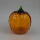 VTG Blenko Hand Blown Optic Pumpkin Topaz Glass W/Stem Figure Decor 7.5”