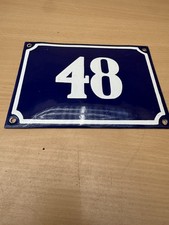 ALTE EMAIL EMAILLE Emailleschild Emailschild  HAUSNUMMER 48 BLAU/WEISS 20 x 14 