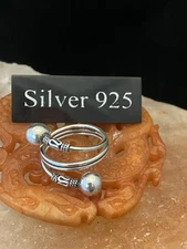 Solid Silver Double Ball Twist  Ring