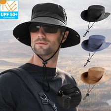 Wide Brim Sun Hat UV Protection Bucket Cap For Hiking Camping Fishing Safari Men
