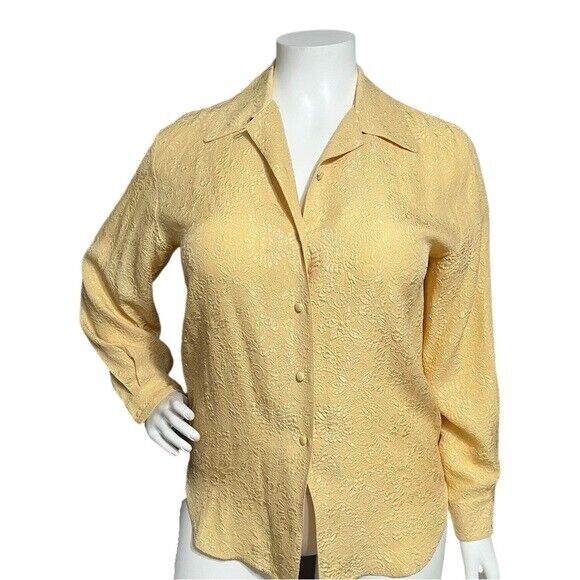 Silk Boutique Canary Yellow 100% Silk Textured Fl… - image 1