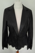 South - Soft Real Leather Jacket Elegant Laser Cut Black Size 12 - Stunning