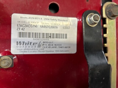 MTD White Outdoor ZT4200 deck lift arms #703-05793A-0638 for sale